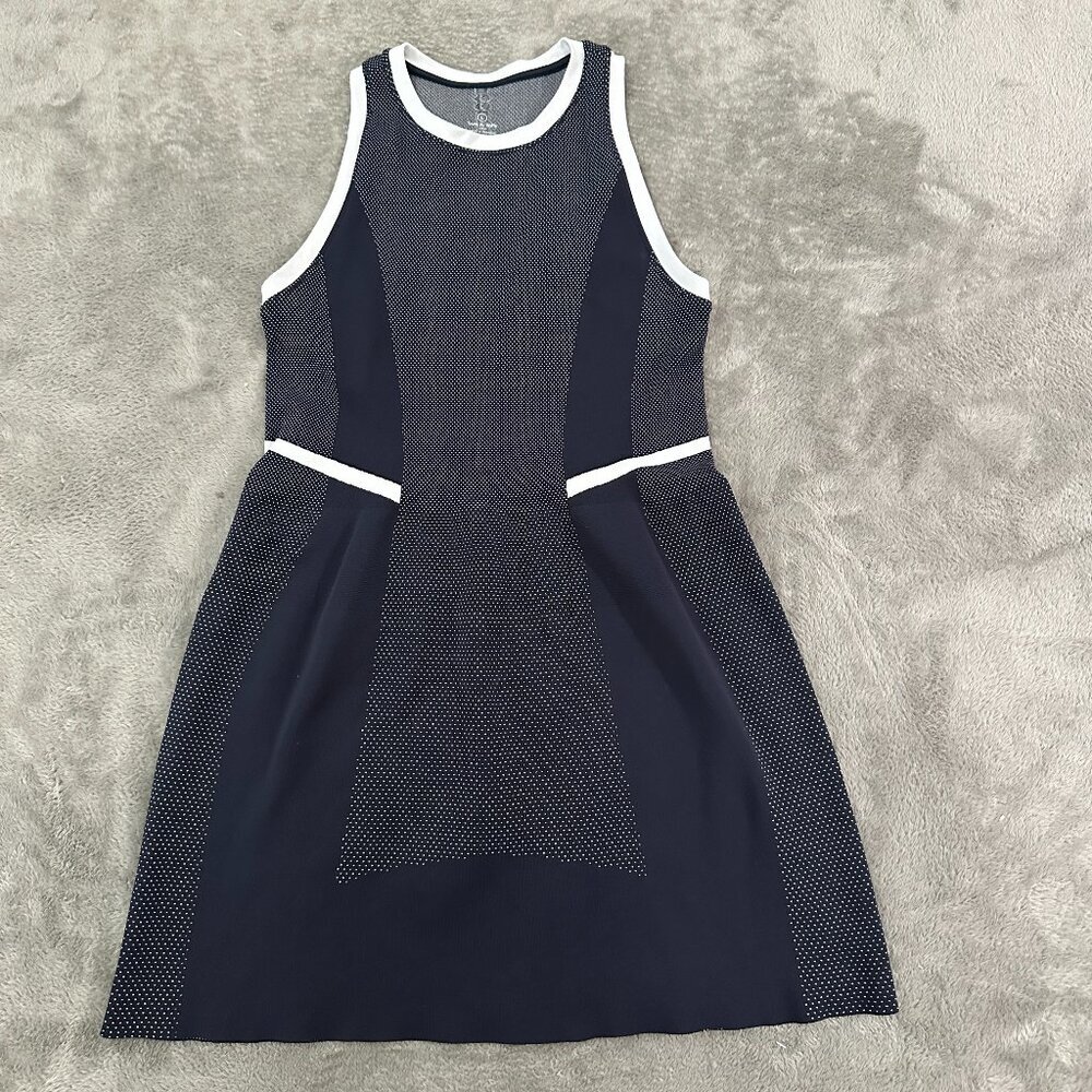 Sweaty Betty Interval Seamless Tennis Dress Women's LARGE Navy Blue Preppy